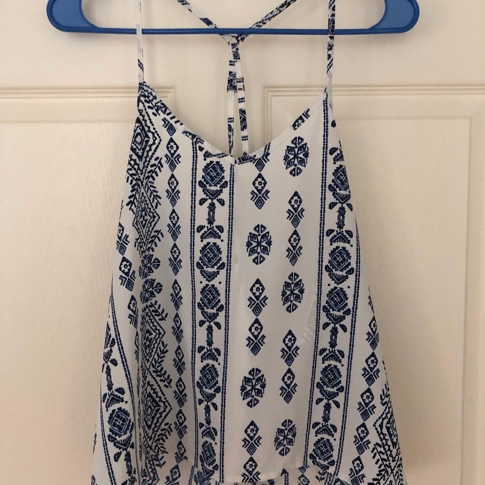 White and Blue silk tank